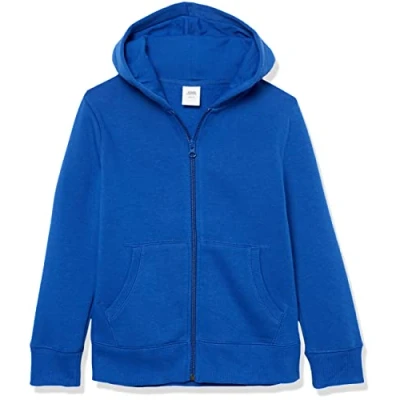 Abbildung von Amazon Essentials Jungen Fleece Kapuzenpullover mit Reißverschluss, Blau, 9 Jahre