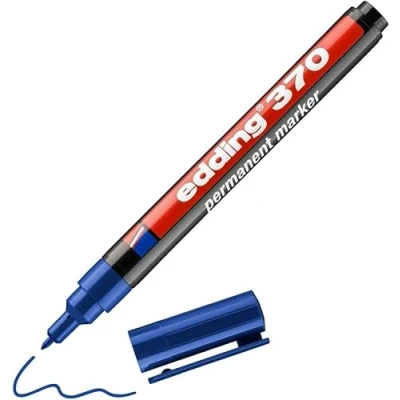 Abbildung von edding 370 Permanentmarker 1 Stift feine Rundspitze mm wasserfest, schnell trocknend Multimarker, Universalstift für Karton, Kunststoff, Holz, Metall, Glas, Stein, Leinwand (Blau)