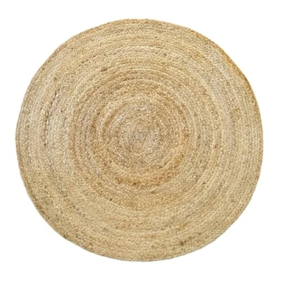 Abbildung von HAMID Jute Teppich Rund, Alhambra Handgewebt 100% Naturfaser de Jute, Wohnzimmer, Schlafzimmer, Flurteppich, Dekoration, Farbe Natur, (100x100cm)