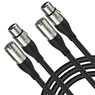 Abbildung von NUOSIYA XLR Kabel 3m 2Pack Mikrofonkabel, 3 Pin Stecker auf Buchse Mikrofonkabel für Mikrofon, Verstärker, Mischpult, Lautsprecher