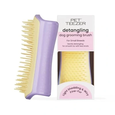 Abbildung von Tangle Teezer Pet Brush Detangling &amp;amp Dog Grooming Small Lilac Yellow, dünnes/feines Fell, kleine Größe