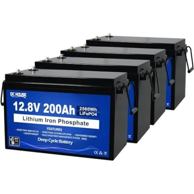 Abbildung von 48V 200Ah(4 Pack 12V 200Ah) LiFePO4 Golfwagen batterie 10240Wh, integriertes 200A BMS, Lithiumbatterie mit Zellen der Klasse A, perfekt für Wohnmobile, Trolling Motoren und Solarsysteme