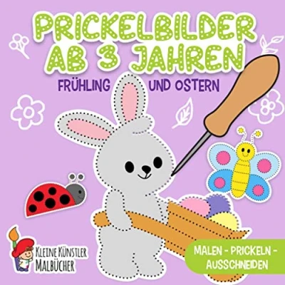 Abbildung von Prickelbilder ab 3 Jahren: Frühling und Ostern Malen, Prickeln, Ausschneiden Basteln! Prickelblock für Jungen Mädchen Bastelbuch Kinder