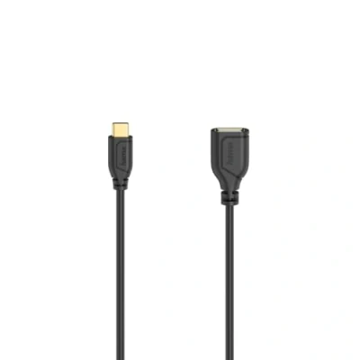 Abbildung von Hama USB C Kabel OTG (USB 2.0, 480Mbit/s, vergoldet, schmaler Stecker, 0,15m) schwarz
