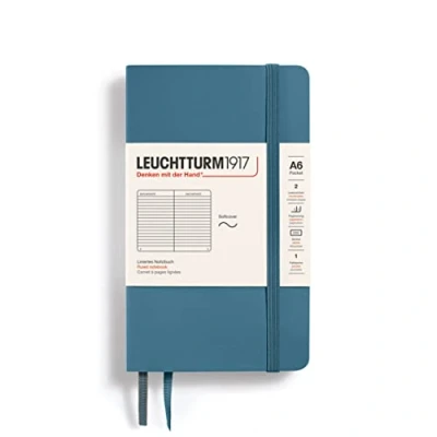 Abbildung von LEUCHTTURM1917 365650 Notizbuch Pocket (A6), Softcover, 123 nummerierte Seiten, Stone Blue, Liniert