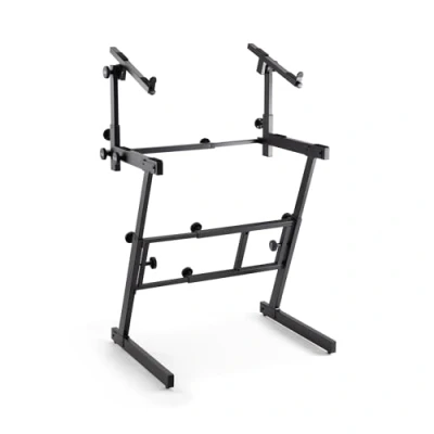 Abbildung von On Stage KS7365EJ Pro Keyboardständer mit 2. Ebene, robust, zusammenklappbar, Schwarz