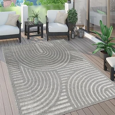 Abbildung von Paco Home Teppich &quot;Livorno 674&quot;, rund, Uni Farben, Scandi, Regenbogen, Hoch Tief Effekt, Outdoor geeignet