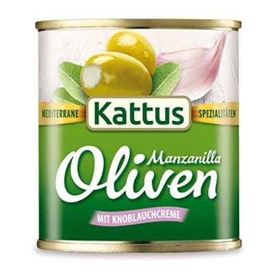Abbildung von Kattus grüne Manzanilla Oliven mit Knoblauchcreme gefüllt, 85 g