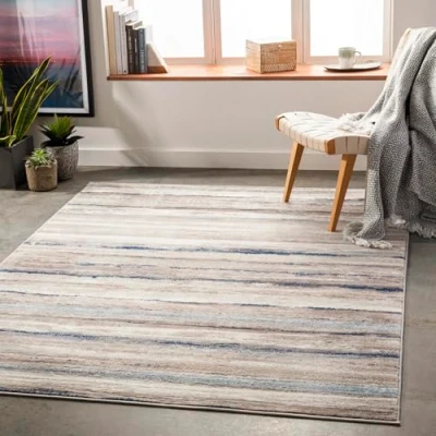 Abbildung von Surya Bruges Wohnzimmer Teppich modern Abstrakt Design in Marmor Optik für Wohnzimmer, Esszimmer, Schlafzimmer groß, weicher Kurzflor 160x216 cm Grau, Elfenbein