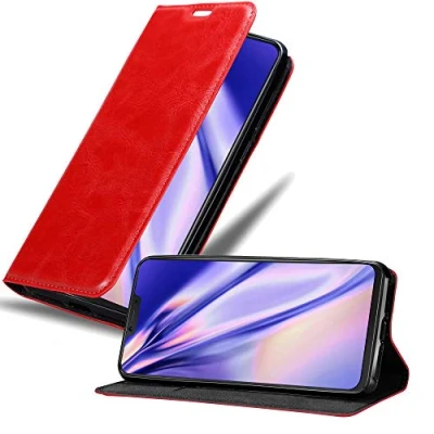 Abbildung von Cadorabo Hülle kompatibel mit Cubot P20 aus Premium Kunst Leder Flip Klappbare Stoßfeste Magnetische [Standfunktion] [Kartenfächern] Cover für Tasche in Rot