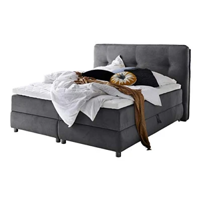 Abbildung von Atlantic Home Collection TILO Boxspringbett mit Bettkasten, Liegefläche 180 x 200 cm, Stoff, anthrazit