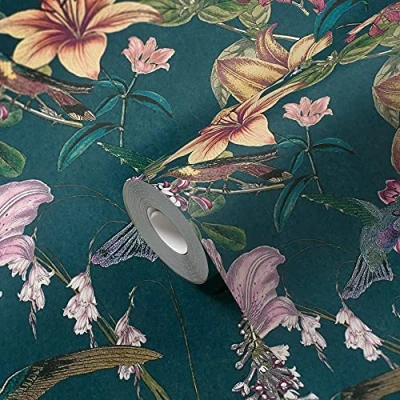 Abbildung von Architects Paper Vliestapete &quot;Jungle Chic&quot;, floral botanisch tropisch, Vogeltapete Tapete Blumen