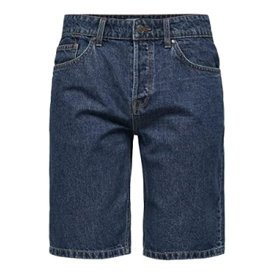 Abbildung von Only &amp; Sons Onsavi Jeans Shorts, Herren, Größe: Small, Blue denim