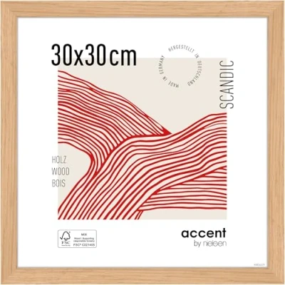 Abbildung von accent by nielsen Bilderrahmen, 30 x cm, Holz, Eiche, Rahmen zum Aufhängen im Hoch &amp; Querformat, Echtglas, Scandic