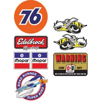 Abbildung von MG644 / 8X Aufkleber Breite je Sticker ca. 6 cm Racing USA V8 Muscle Car Hot Rod Retro Vintage Oldtimer Rennsport Oldschool