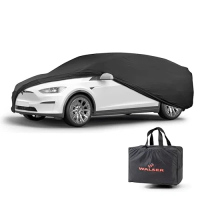 Abbildung von WALSER Abdeckung Auto Indoor Stretch Basic, Autoabdeckung Winter, staubdichte Autogarage Abdeckung, Autoplane für Auto, Abdeckplane Kombi XL schwarz