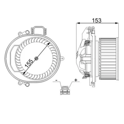 Abbildung von MAHLE ORIGINAL AB 257 000S Innenraumgebläse für Linkslenker BMW: 1 Schrägheck, 3 GT, Touring