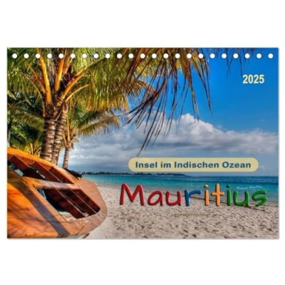Abbildung von Mauritius Insel im Indischen Ozean (Tischkalender 2025 DIN A5 quer), CALVENDO Monatskalender