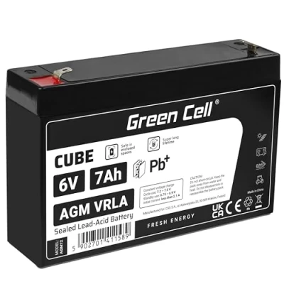 Abbildung von Green Cell AGM 6V 7Ah Akku VRLA Blei Batterie Bleiakku Ersatzakku Gelakku Akkubatterie Zyklenfest Unbemannt Spielzeug Elektro Alarm Notstrom Kinderfahrzeuge Kinder Quad