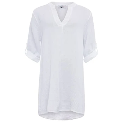 Abbildung von Zwillingsherz Musselin Longbluse aus 100% Baumwolle mit V Ausschnitt Hochwertige Tunika für Damen Frauen Mädchen Sommerbluse Freizeitkleid Strandkleid Locker luftig perfekt Frühling Sommer