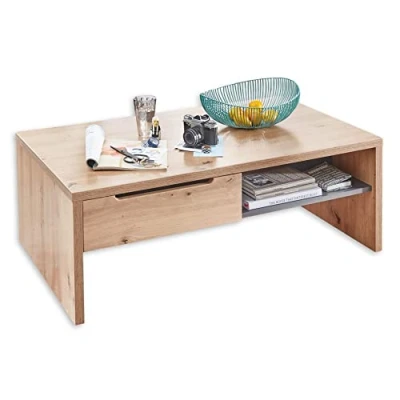 Abbildung von Stella Trading MEMPHIS Couchtisch in Artisan Eiche Optik, Graphit Moderner Sofatisch mit Schubladen &amp; Ablage für Ihren Wohnbereich 110 x 40 65 cm (B/H/T)
