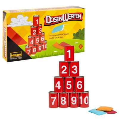 Abbildung von Idena Spiel 40189 Set Dosenwerfen mit 10 nummerierten Metall Dosen