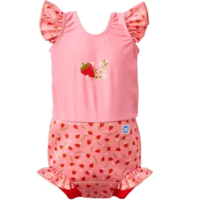 Abbildung von Splash About Happy Nappy Badeanzug mit Rüschen, Strawberry Field, 12 24 Monate