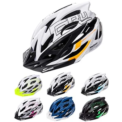 Abbildung von meteor Fahrradhelm Herren Damen Kinder Helm MTB rollerhelm kinderfahrradhelm Mountainbike rennradhelm Inliner skaterhelm BMX fahradhelm Scooter Jungen Bike Helmet M 55 58 cm Weiß/Schwarz/Orange