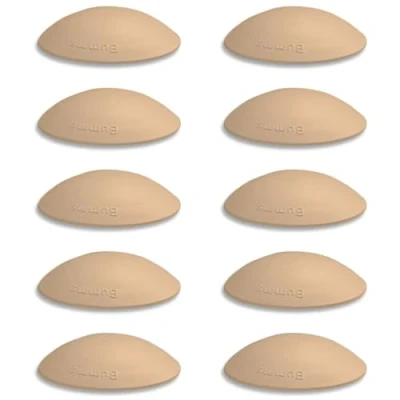 Abbildung von Bumms Türstopper für Boden und Wand Beige selbstklebend ohne bohren [10 Stück] Ø 60 mm Wandpuffer Wandschutz aus Gummi Türpuffer Türanschlag, Türgriffschutz bei Wänden