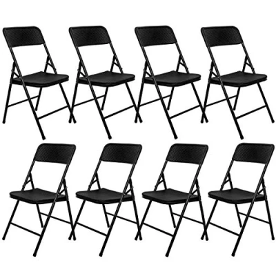 Abbildung von AMANKA 150kg Klappstuhl 8er Set 50x46x83 Rattan Optik Wetterfest Klappbar Balkonstuhl Gartenstuhl