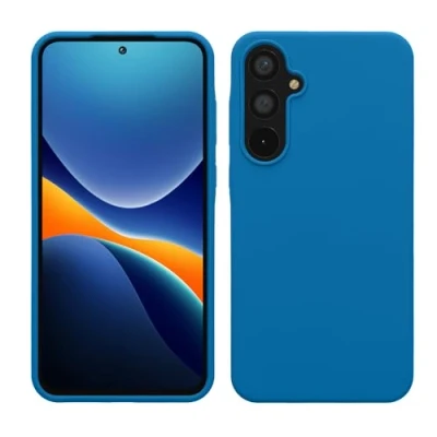 Abbildung von kwmobile Hülle kompatibel mit Samsung Galaxy A55 5G Silikon Handy Case Handyhülle weiche Oberfläche kabelloses Laden Karibikblau
