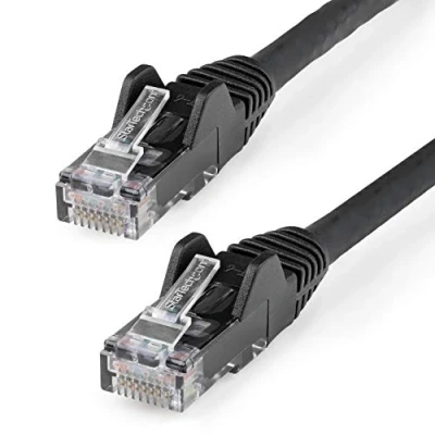 Abbildung von StarTech.com 7m Netzwerkkabel CAT6 LSZH(weniger Rauch, Halogenfrei) 10Gbit 650MHz 100W POE RJ45 U/UTP LAN Patch Kabel Schwarz, ETL Zertifizierung, 24AWG, Installationskabel (N6LPATCH7MBL)