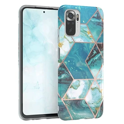 Abbildung von EAZY CASE Handyhülle Silikon mit Kameraschutz kompatibel Xiaomi Redmi Note 10 / 10S, im Geometrie Design, Motiv Hülle, Ultra dünn, Slimcover, Silikonhülle, Backcover, Grün