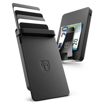 Abbildung von TRAVANDO SLYDE Aluminium Kartenetui mit RFID Schutz Kartenhalter Geldklammer für 7 Karten Kreditkartenetui Portmonee Herren Slim Wallet