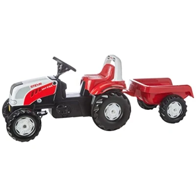 Abbildung von Trettraktor rollyKid Steyr 6165 CVT, Farbe rot mit Anh&auml;nger