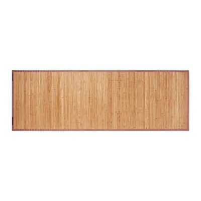 Abbildung von Relaxdays Bambusmatte, 61x182cm, feuchtigkeitsresistent, rutschfest, Bambus Fußmatte Bad, Flur, Küche, Badteppich, Natur