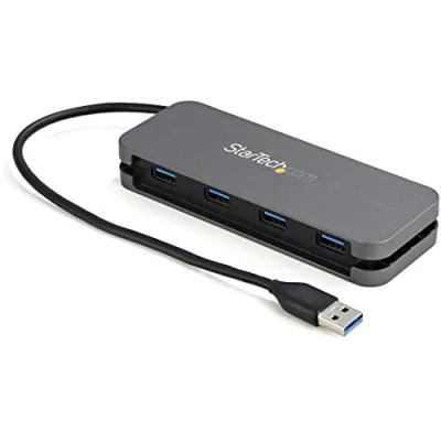 Abbildung von StarTech.com 4 Port USB 3.0 Hub SuperSpeed 5 Gbit/s 3.2 Gen 1 Type A Verteiler Bus Powered 28cm Host Kabel (HB30AM4AB)