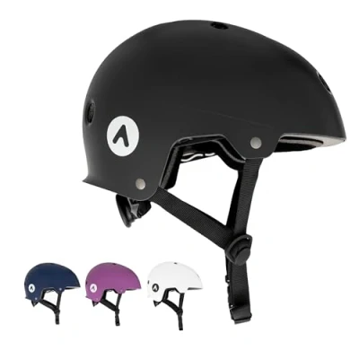 Abbildung von ATTABO Genes Helm für Skateboard und Scooter Größe M Schwarzer MTB mit ABS Hartschalentechnologie 11 Lüftungslöchern Verstellbar Drehknopf Langlebiges Material Sicherheit