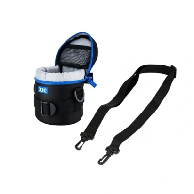 Abbildung von JJC Deluxe Objektiv Tasche mit 1 x Umhängeband, Wasserabweisend, Schwarz, passt Durchmesser und Höhe unter 75 100mm (3.0 3.9)
