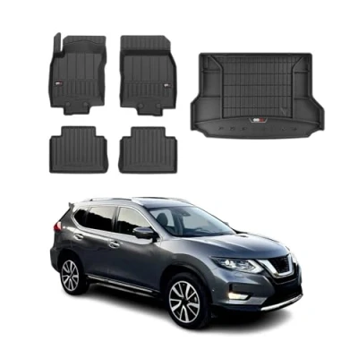 Abbildung von OMAC Fußmatten &amp; Kofferraumwanne Set kompatibel mit Nissan X Trail T32 2017 2024 Gummi 5X