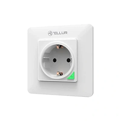 Abbildung von TELLUR SMART Wlan Wandsteckdose, Alexa Steckdose mit Schalter, Kompatibel &amp; Google Home, Intelligente Sprachsteuerung, Fernbedienung und Zeitplan, 3000 W, 16 A, Weiß