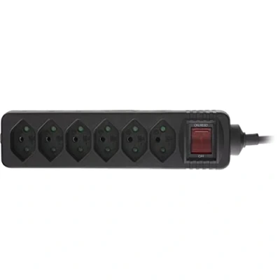 Abbildung von InLine® Steckdosenleiste Schweiz, 6 Fach, mit Schalter, 1,5m, schwarz