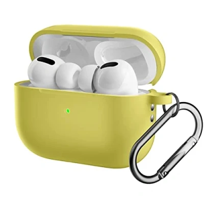 Abbildung von CoverKingz Hülle kompatibel mit AirPods Pro 2 Silikon Schutzhülle Cover Case Tasche Gelb
