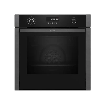 Abbildung von NEFF B6ACH7AG0, N 50, Einbau Backofen, Integrierbarer Backofen 60 x 60cm, Hide, CircoTherm, Pyrolyse, EasyClean, LCD Display, Graphite Grey