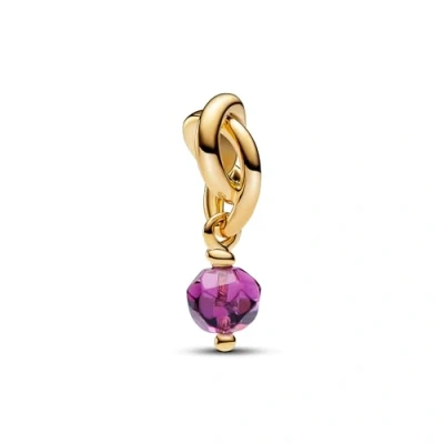 Abbildung von PANDORA Moments Facettierter violetter Ewigkeitskreis Charm Anhänger aus Sterling Silber mit vergoldeter Metalllegierung und künstlichem Kristall, Kompatibel Armbänder, 763462C02