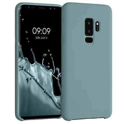 Abbildung von kwmobile Hülle kompatibel mit Samsung Galaxy S9 Plus Silikon Handy Case Handyhülle weiche Oberfläche kabelloses Laden Arctic Night