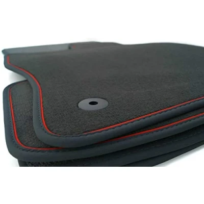 Abbildung von kh Teile Fußmatten passend für Passat B6 B7 Premium Qualität Velours Autoteppich 4 teilig schwarz Zierband rot