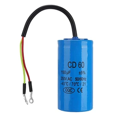 Abbildung von CD60 Betriebs Anlaufkondensator, Motorkondensator mit Drahtleitung, 150 uF 250V AC 50/60 Hz Kondensator für Klimaanlagen, Kompressoren, Motoren
