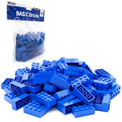 Abbildung von Lego 2x4 Steine Classic, 100 Stück Einzelne Bausteine in der Großpackung, für Platte und Box, Einsteigerset Basic Bricks (3001) (Blau)