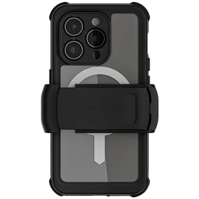 Abbildung von Ghostek Nautical Waterproof Apple iPhone 15 Pro Case with Holster Belt Clip Screen &amp; Camera Protector, MagSafe Compatible, Rugged Heavy Duty (6.1 Inch, Clear)